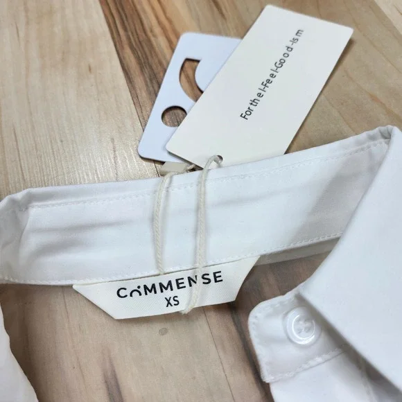 COMMENSE Sheer Button Down Top Blouse White XS - Picture 2 of 9